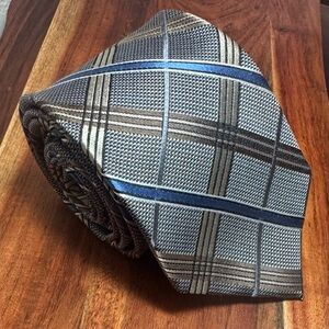 Pronto-Uomo all Silk Long Tie Silver Gray Blue Handmade 3.25W 63L woven